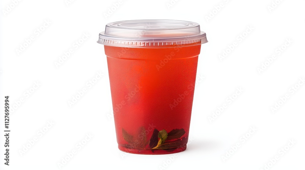 Refreshing Berry Drink in Clear Plastic Cup with Mint Leaves Refreshing Berry Drink in Clear Plastic Cup with Mint Leaves