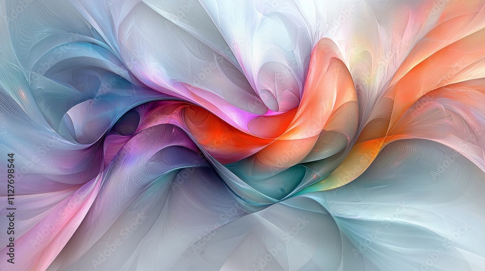 Fototapeta premium Swirling geometric patterns electric blues bright purples and neon greens illustrate chaotic beauty magnetic storm.