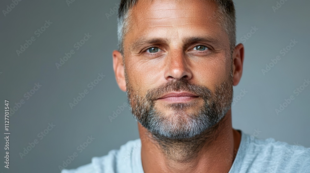 Close-Up Portrait of a Man with a Serious Expression Close-Up Portrait of a Man with a Serious Expression