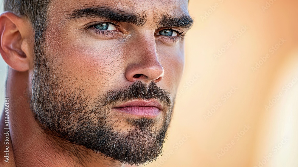 Obraz premium Close-Up of a Big-Bodied Man's Face