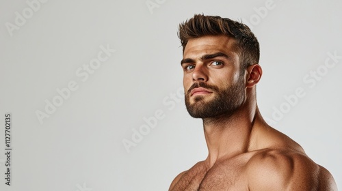 Shirtless Portrait of Confident Male Model