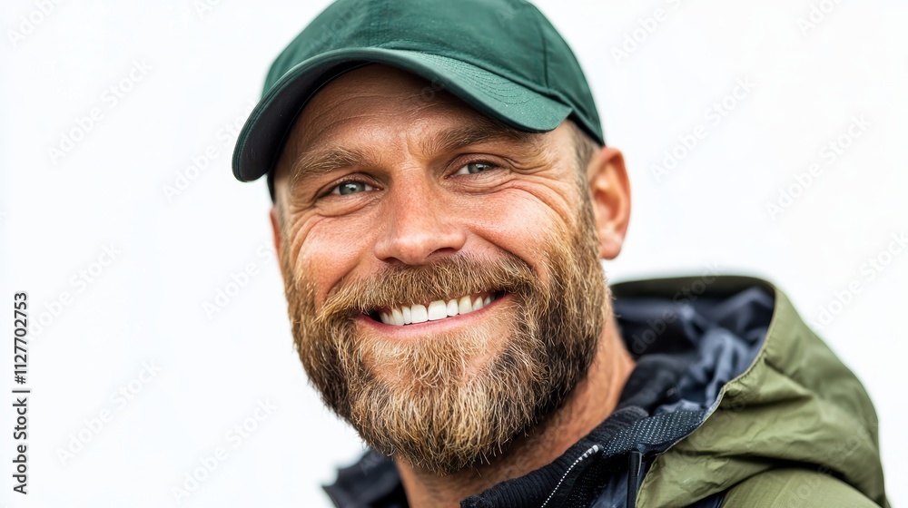 Happy Man with Beard Smiling in Close-Up Shot Happy Man with Beard Smiling in Close-Up Shot