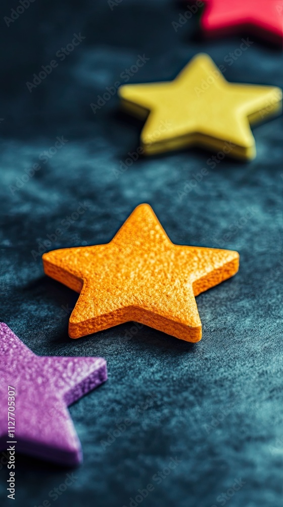 Colorful Star Shaped Cookies Arranged In A Row Colorful Star Shaped Cookies Arranged In A Row