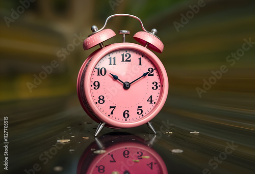 Classic pink alarm clock with a vintage touch, reflecting timeless design and functionality. Generative AI photo