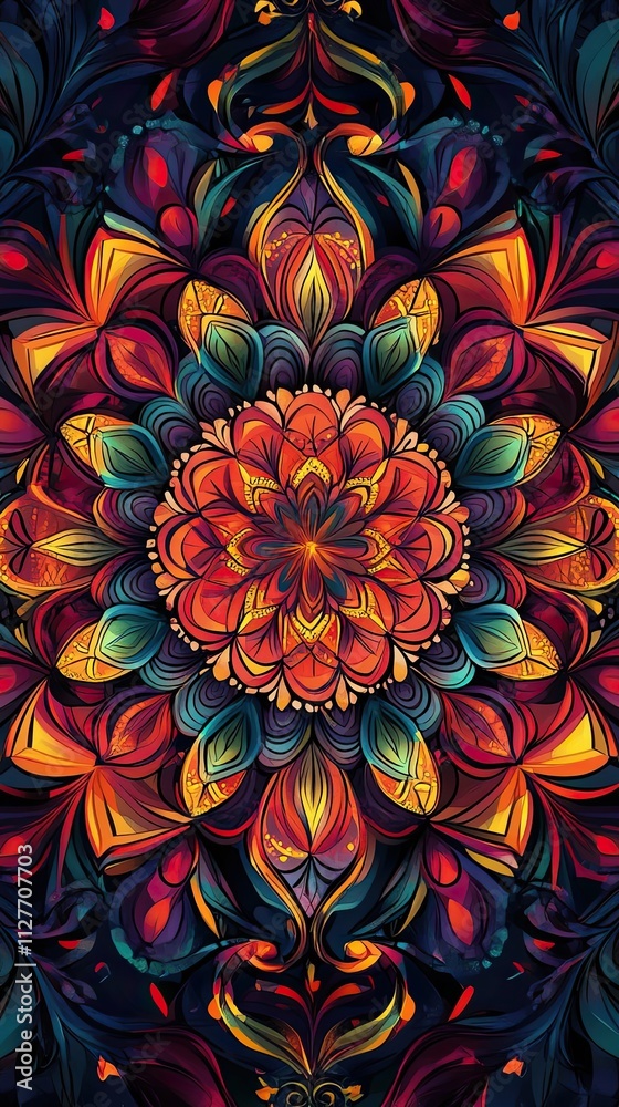 © Hungarian - Vivid Mandala Abstract Floral Design Artwork
