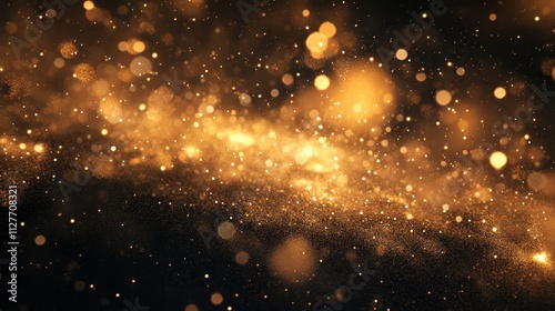 Golden Fireworks in Starry Night Sky