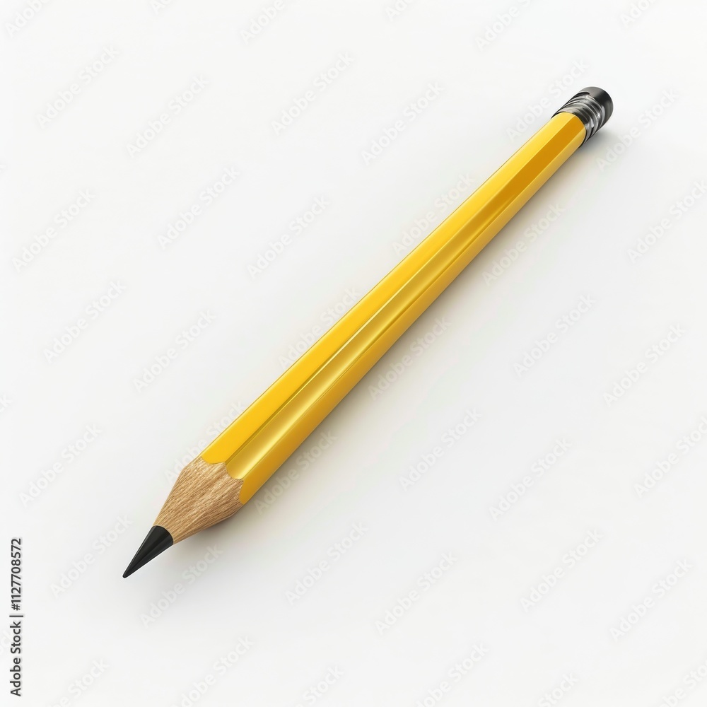 a yellow pencil on a white background a yellow pencil on a white background