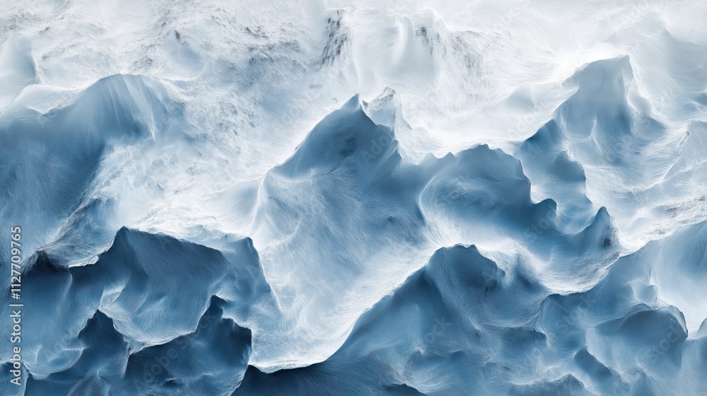 Obraz premium A close-up view of swirling blue ocean waves with white foam and intricate textures.