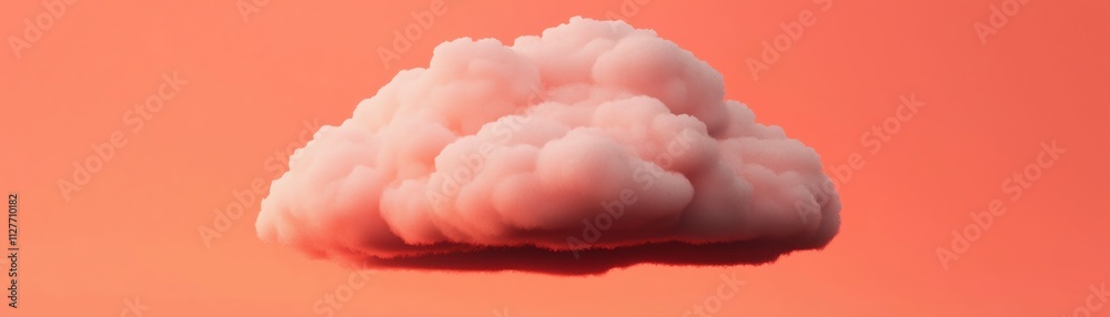 A soft pink cloud floating gracefully against a serene orange sky backdrop. A soft pink cloud floating gracefully against a serene orange sky backdrop.