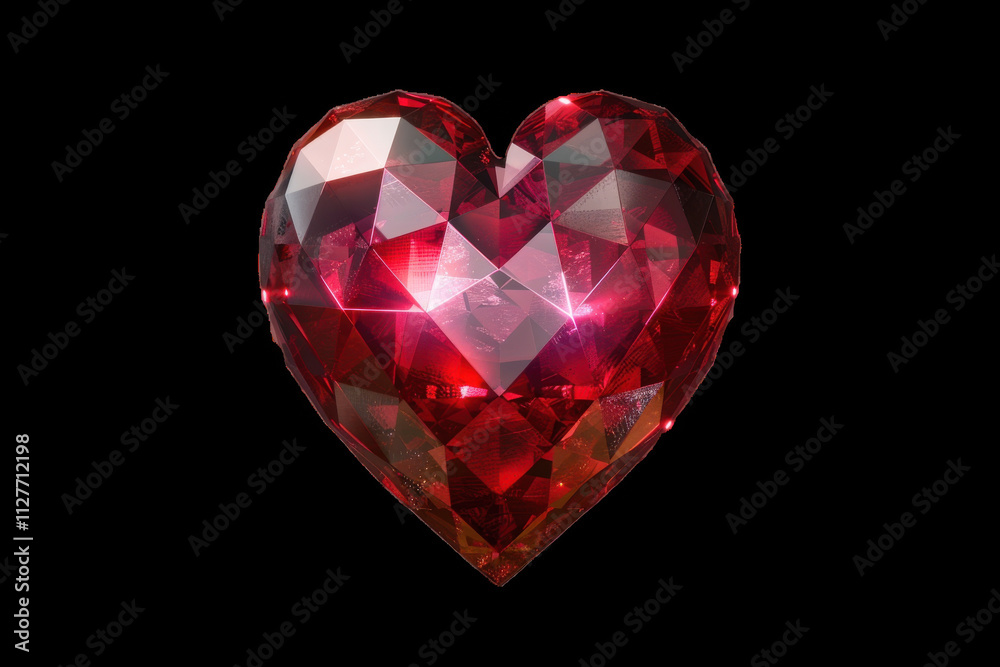 glittering red heart shaped jewel radiates captivating glow, symbolizing love and passion. Its intricate facets reflect light beautifully, creating stunning visual effect glittering red heart shaped jewel radiates captivating glow, symbolizing love and passion. Its intricate facets reflect light beautifully, creating stunning visual effect