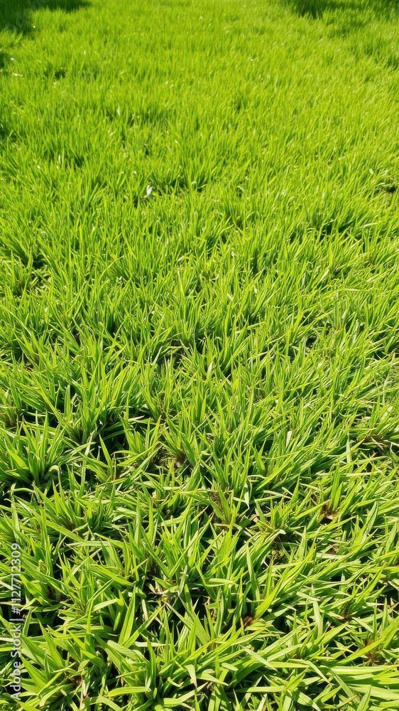 Vibrant green hybrid grass freshly mowed on a sunny day, nature Vibrant green hybrid grass freshly mowed on a sunny day, nature