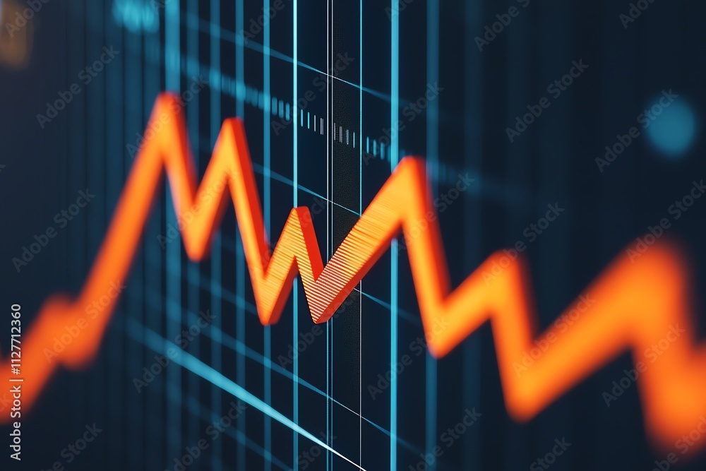 Dynamic stock market graph showcasing fluctuating financial trends and data.