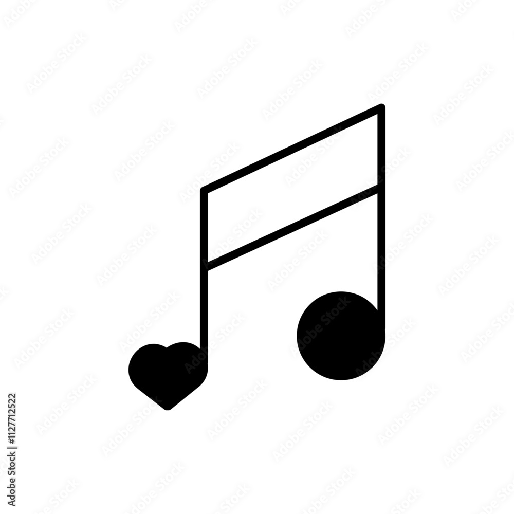 love Music icon Vector flat thin line illustration love Music icon Vector flat thin line illustration