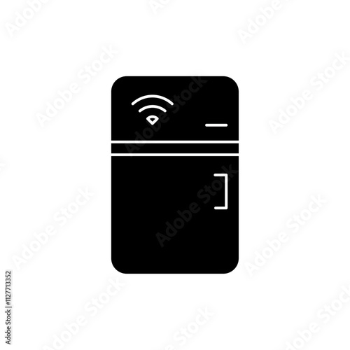 smart fridge icon Vector flat thin line illustration