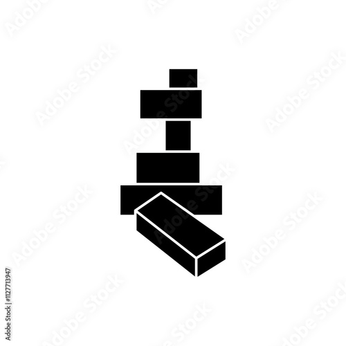 Wooden block icon Vector flat thin line illustration