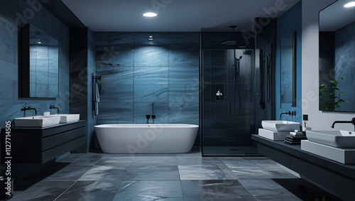 illustration of a luxurious bathroom interior
