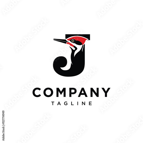 Letter J Woodpecker Logo Icon Vector photo