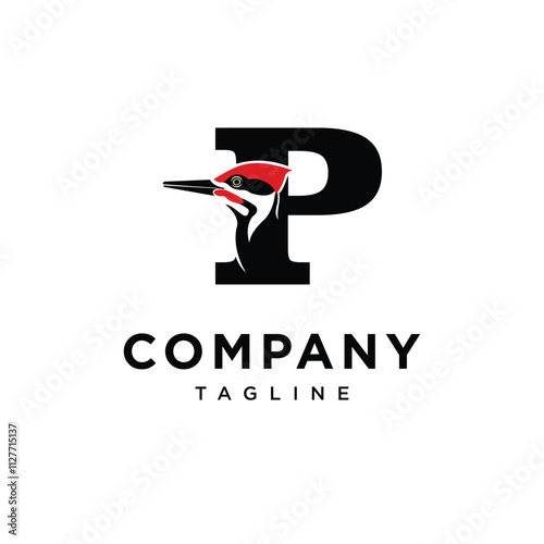 Letter P Woodpecker Logo Icon Vector