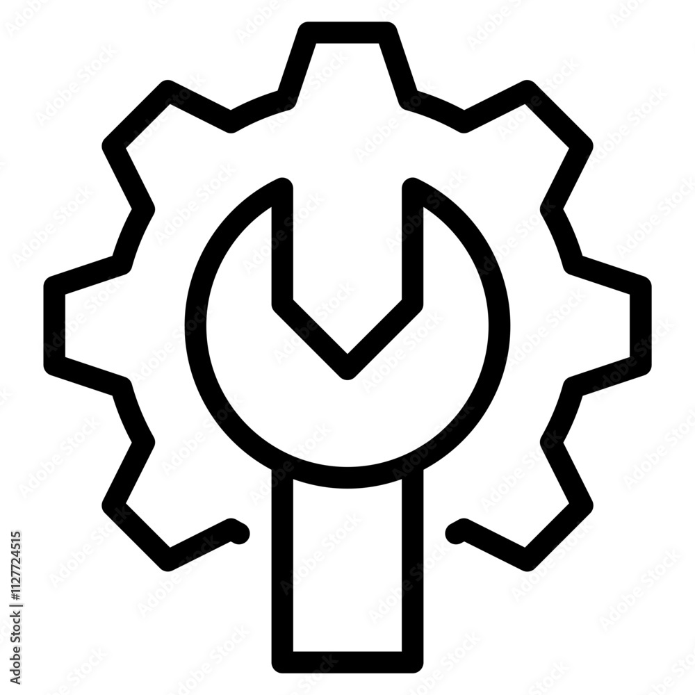 Wrench and Gear Icon for Engineering and Infographics Wrench and Gear Icon for Engineering and Infographics
