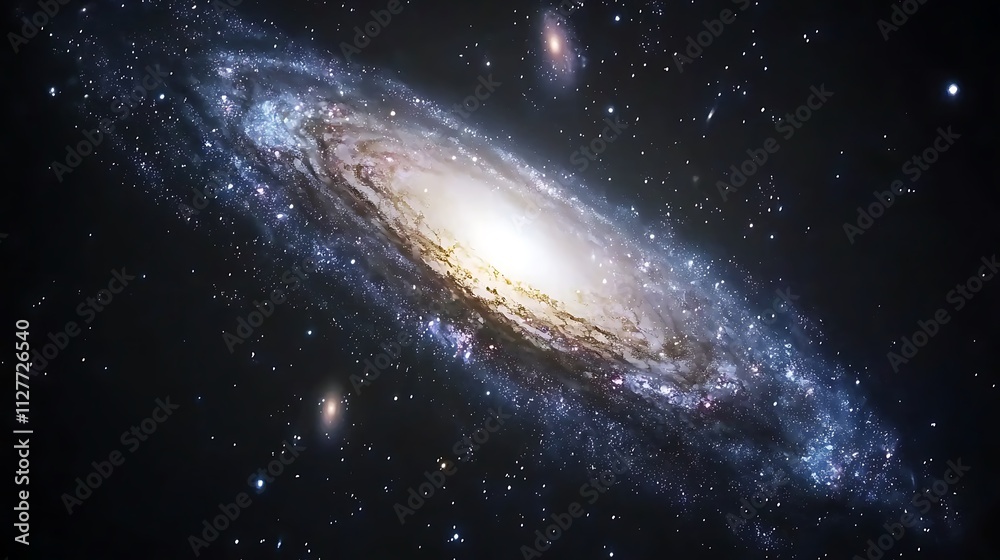 Fototapeta premium Spiral galaxy in deep space, swirling arms of stars and dust.