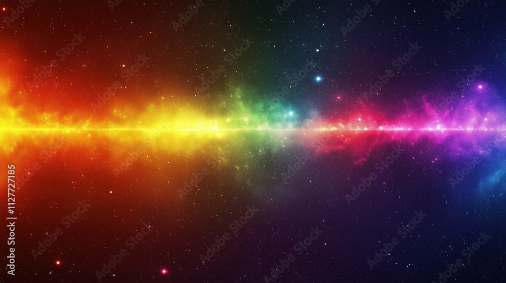 Fototapeta premium A vibrant cosmic background featuring a spectrum of colors in a starry space.
