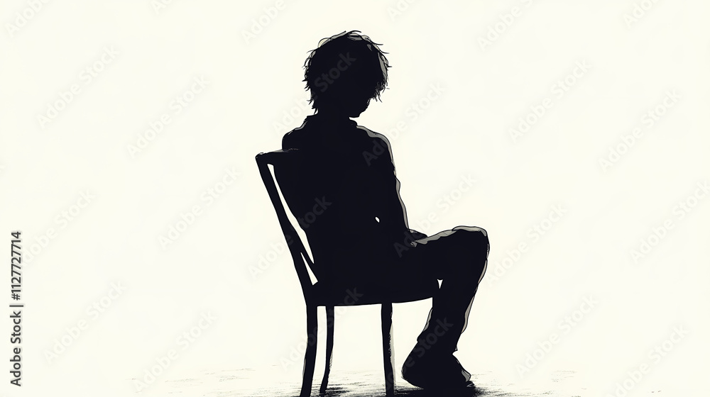 Silhouette of a person sitting on a chair on white background. Silhouette. Illustration Silhouette of a person sitting on a chair on white background. Silhouette. Illustration