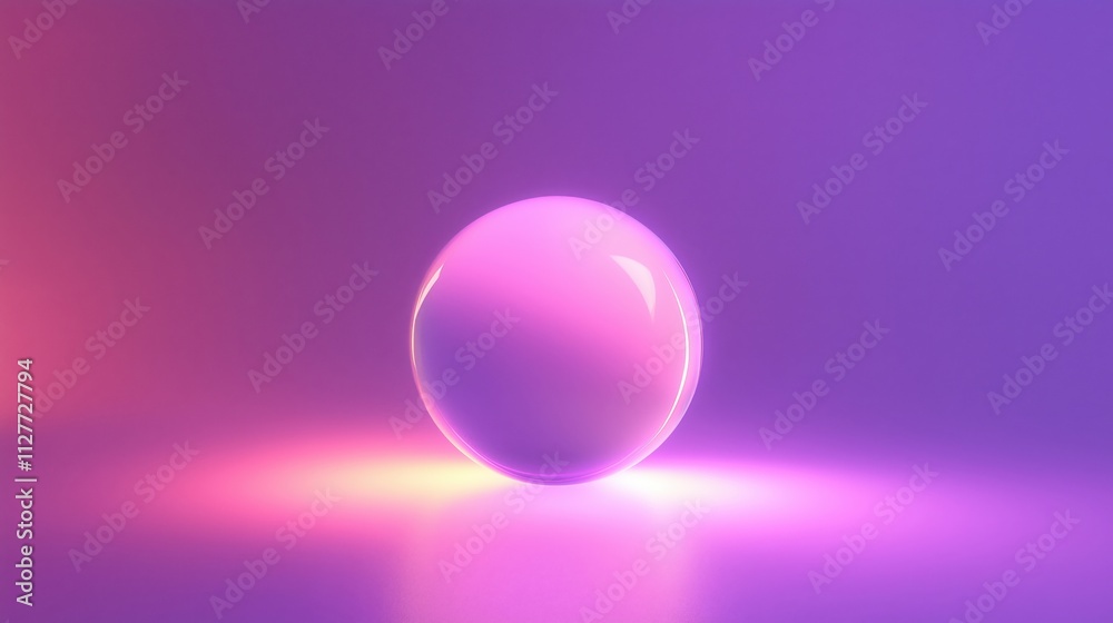 A translucent sphere glowing with vibrant colors against a smooth gradient backdrop. A translucent sphere glowing with vibrant colors against a smooth gradient backdrop.