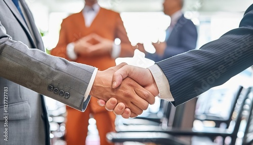 A Powerful Handshake Exchanged at a Professional Networking Event: A Symbol of Connection, Trust, and Opportunity in the Business World, Signifying New Partnerships and Collaborative