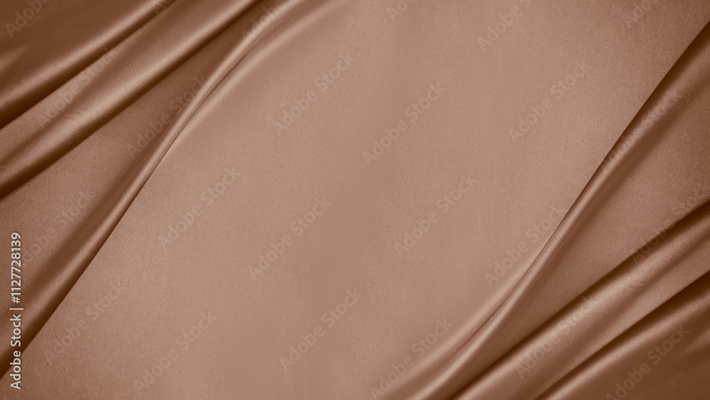 Black dark light pastel dusty pale soft chocolate coffee brown beige nude abstract background. Silk satin fabric. Curtain drapery line wave. Mocha mousse color 2025. Flat lay, top view table. Design.