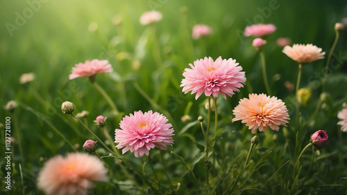 High definition 8K stock photo of flowers in grass