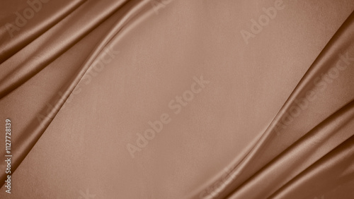 Obraz na płótnie Black dark light pastel dusty pale soft chocolate coffee brown beige nude abstract background. Silk satin fabric. Curtain drapery line wave. Mocha mousse color 2025. Flat lay, top view table. Design. w salonie