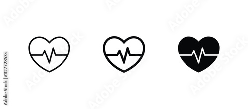 Heart beat icon set. heart beat pulse icon vector	
