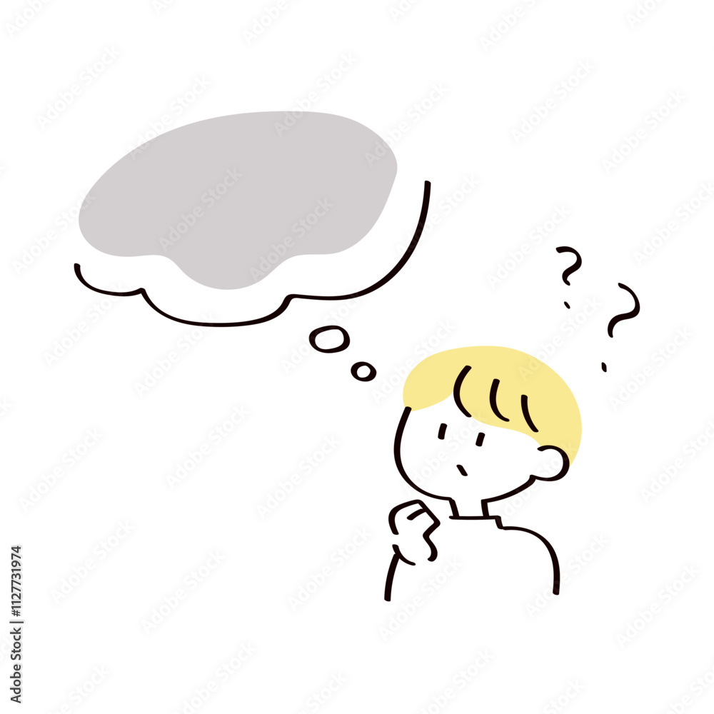 Obraz premium 悩み考える女性のイラスト