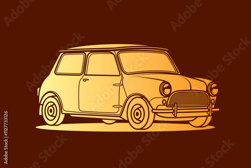 Racing retro car. Original vector illustration in vintage style.
