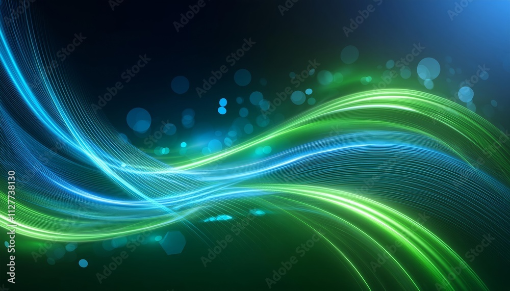 Abstract Futuristic Background Featuring Green and Blue Glowing Neon Wave Lines in High-Speed Motion - A Stunning Visual Experience for Digital Art and Design Projects Abstract Futuristic Background Featuring Green and Blue Glowing Neon Wave Lines in High-Speed Motion - A Stunning Visual Experience for Digital Art and Design Projects