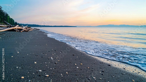Wallpaper Mural Serene Dawn at Quiet Beach with Gentle Waves Washing Ashore Torontodigital.ca