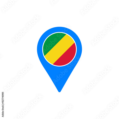 Free Download Republic of Congo location pin with national flag design vector illustration - GFXLoad