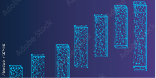 Abstract candlestick chart technology from connecting lines and dot vector design background.