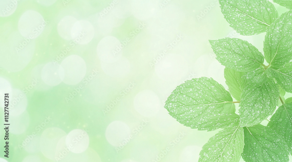 Fresh Bunch of Mint Leaves with Dew for a Refreshing Look Fresh Bunch of Mint Leaves with Dew for a Refreshing Look