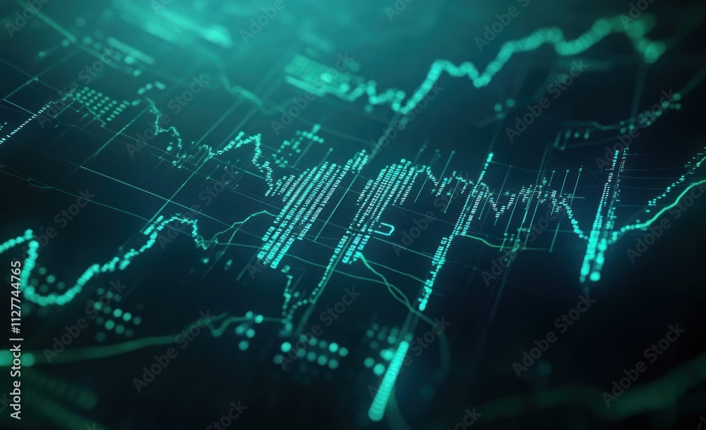 Abstract teal digital stock market graph. (1) Abstract teal digital stock market graph. (1)