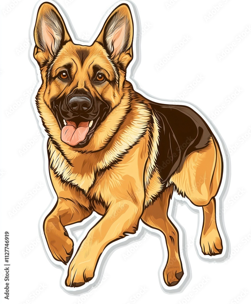 Playful German Shepherd dog illustration. Playful German Shepherd dog illustration.