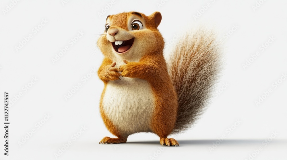 Cute cartoon squirrel standing, smiling. Cute cartoon squirrel standing, smiling.
