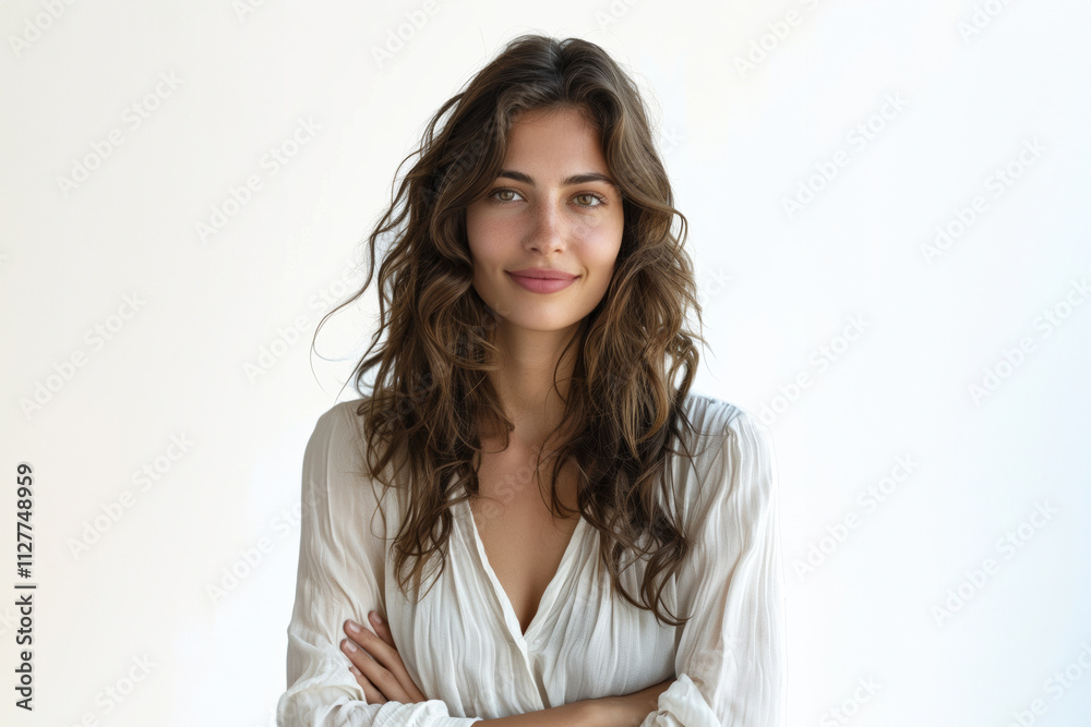 woman dressed in adaptable outfit that epitomize understated style, making it perfect for promoting lifestyle brands, workwear, or inclusive fashion lines.