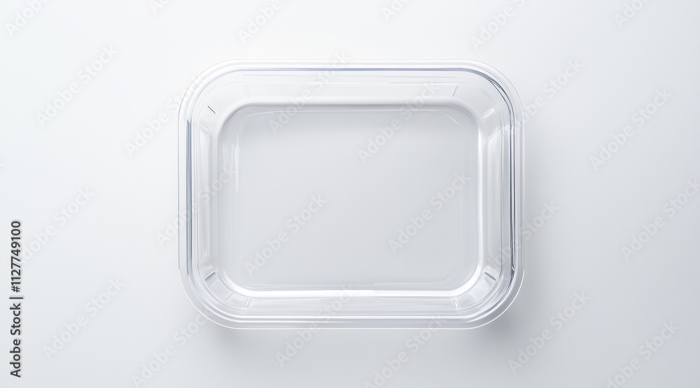 Clear Takeaway Container Square No Food Looking Down for Simplicity