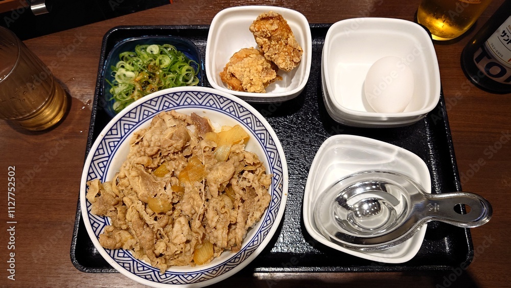 ネギ玉牛丼とから揚げ ネギ玉牛丼とから揚げ