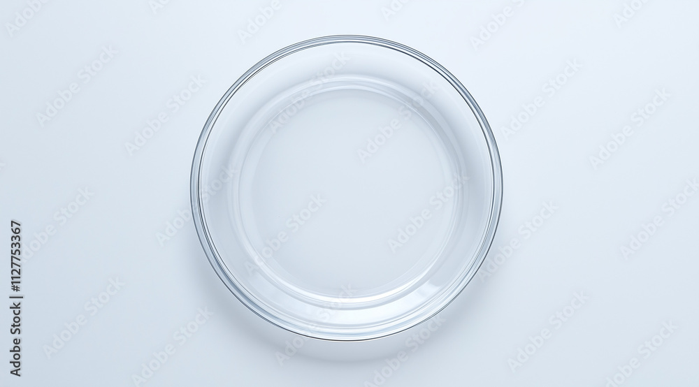 Empty Round Clear Takeaway Dish Looking Down for Minimalist Display Empty Round Clear Takeaway Dish Looking Down for Minimalist Display
