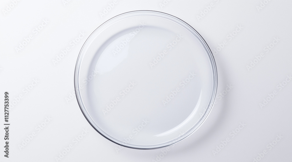 Empty Takeaway Dish: Round and Clear Aerial View Empty Takeaway Dish: Round and Clear Aerial View