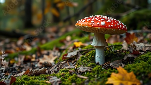 Poisonous Fly Agaric Mushroom in Wilmot, NH - Stunning Autumn Forest Scene photo