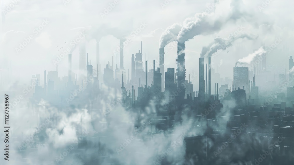 Fototapeta premium Factory pollution against a white background