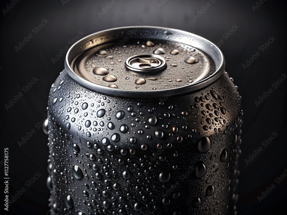 Black Aluminum Beer Can with Droplets - Cold Beverage - Fresh Design Black Aluminum Beer Can with Droplets - Cold Beverage - Fresh Design